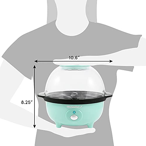 Elite Gourmet EPM330M Automatic Stirring 12-cup Popcorn Maker Popper, Hot Oil Popcorn Machine w/Measuring Cap & Built-in Reversible Serving Bowl, Great for Home Party Kids, Safety ETL Approved, Mint