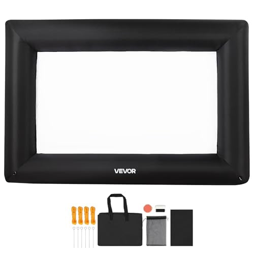 VEVOR 14FT Inflatable Projector Screen, Inflatable Movie Screen Outdoor with 120W Air Blower Projector Screen Oxford Fabric Material Blow Up Screen for Outdoor Backyard, Home Theater, Theme Party