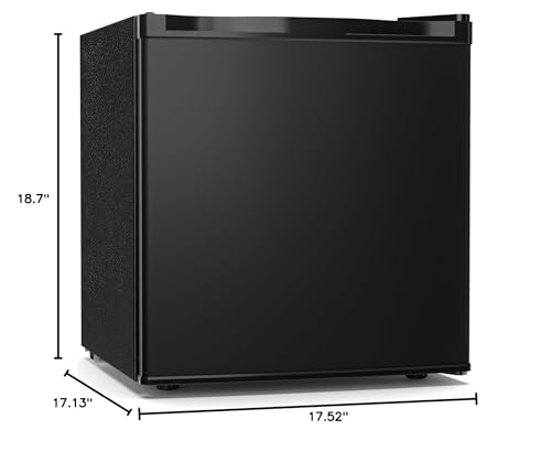 Antarctic Star 1.6 Cu. Ft Mini Fridge with Freezer,Small Compact Refrigerator with Single Reversible Door, Removable Shelves, 7 Adjustable Thermostat, for Dorm/Bedroom/Office,Black