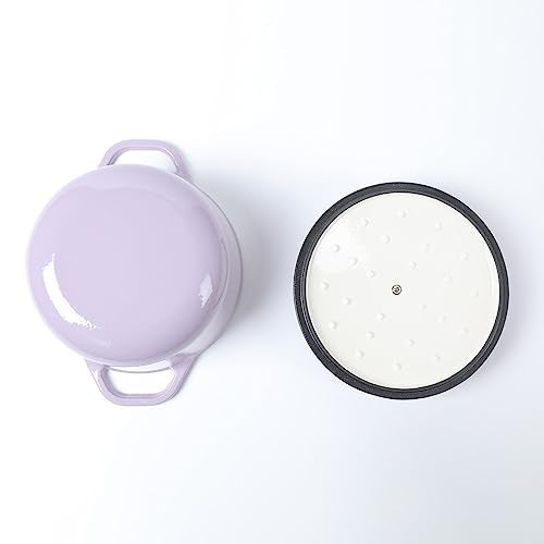 HAWOK 3 qt Enameled Cast Iron Dutch Oven, Dia. 7.87 inch with Lid, Purple