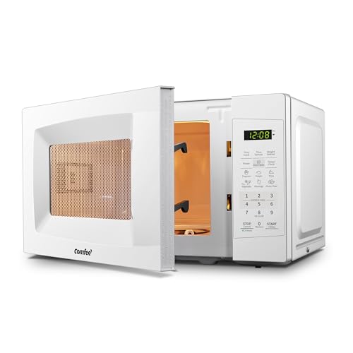COMFEE' Countertop Microwave Oven, 0.7 Cu.Ft, 700W,Pearl White, ECO Mode