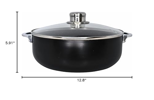 IMUSA 4.4Qt Bistro Ceramic Nonstick Caldero/Dutch Oven with Glass Lid, Black