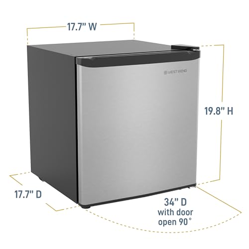 West Bend Mini Fridge Compact Refrigerator for Home Office or Dorm, Auto Defrost with Reversible Door, Energy Star Rated, 1.6-Cu.Ft., Stainless Steel
