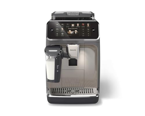 PHILIPS 5500 LatteGo Automatic Espresso Machine - 20 Coffee Varieties, Intuitive Touch Display, SilentBrew, 100% Ceramic Grinder, AquaClean Filter, Grey Chromed (EP5544/90) (Renewed)