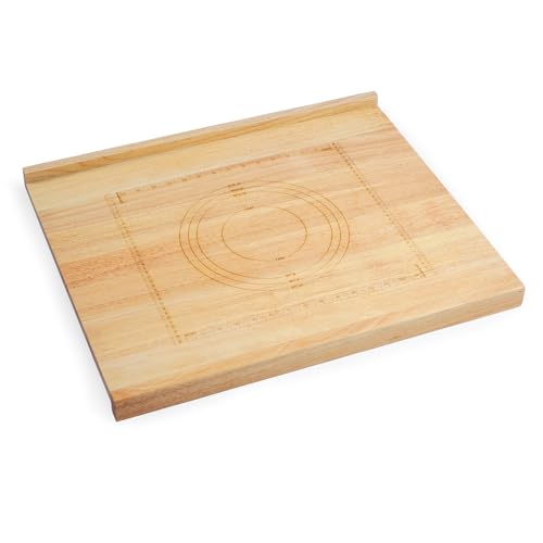 Qriocioa Reversible Wooden Pastry Board 24’’ x 20’’ Kneading Board for Rolling Dough Bread Cutting Board with Lip Pastry Baking Board with Engraved Ruler & Pie Board Template for Counter Top Kitchen