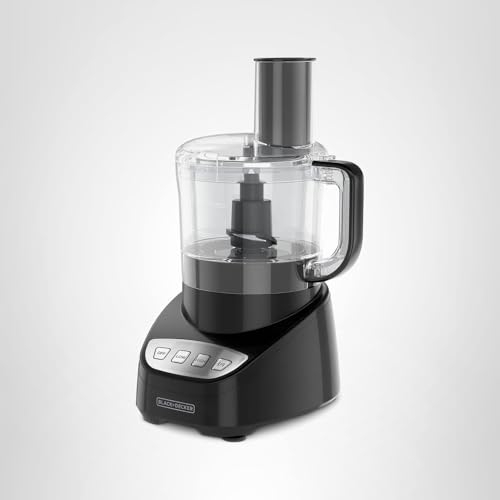 BLACK+DECKER 8-Cup Food Processor, Easy Assembly, Stainless Steel S-Blade, Shred, Slice, Chop, Puree, 450W Motor