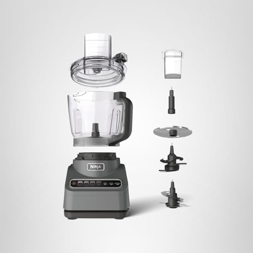 Ninja Food Processor, Professional Plus, 1000 Peak Watts, 4 Functions for Chopping, Slicing, Purees & Dough with 9-Cup Processor Bowl, 3 Blades, Food Chute & Pusher, Grey, BN601