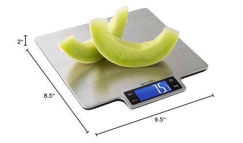 Taylor 22lb Ultra-Precise Digital Stainless Steel Household Kitchen Scale, One, Silver