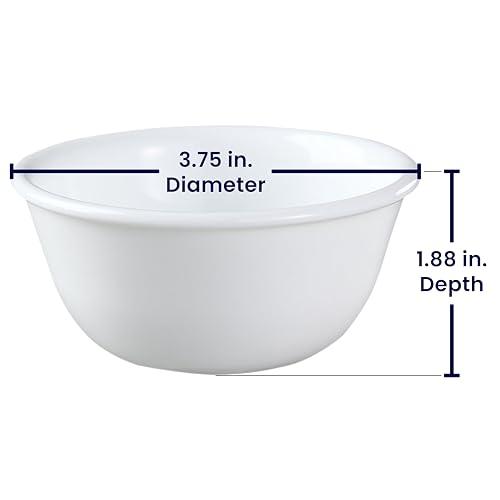 Corelle Vitrelle 6-oz Ramekin Bowls, Set of 6 Chip & Crack Resistant Bowls, Great For Dips, Condiments, Ice Cream, Small Side Dishes, Ceramic Dessert Bowls Set, Winter Frost White
