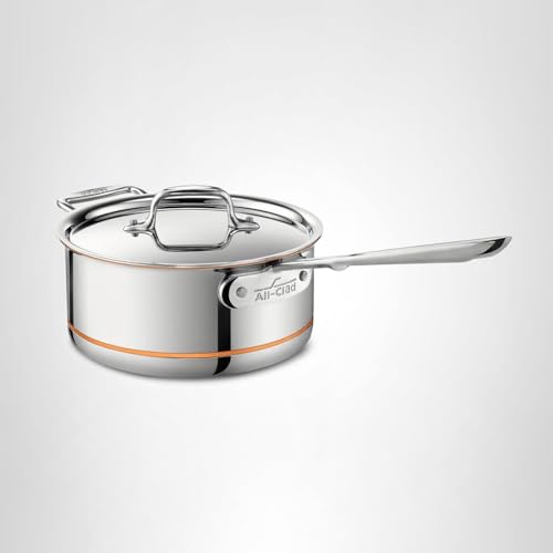 All-Clad Copper Core 5-Ply Stainless Steel Sauce Pan 3 Quart Induction Oven Broiler Safe 600F Pots and Pans, Cookware Silver