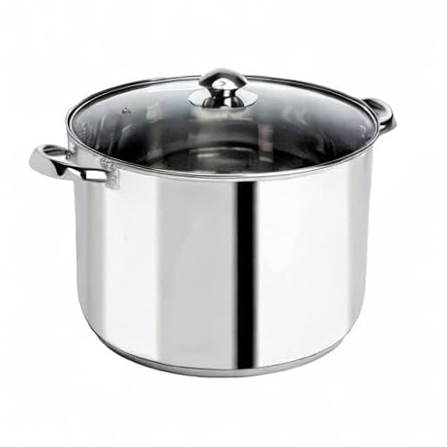 Ecolution Pure Intentions Stock Pot - Features Tempered Glass Lid, Stay-Cool Handles, and Encapsulated Bottom - Oven Safe - Curbside Recyclable Stainless Steel - 12 Quarts