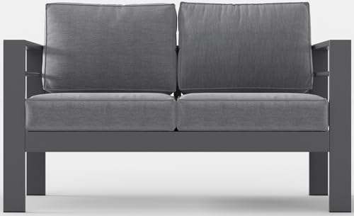 Aluminum Patio Sofa, 3.2" Armrest Outdoor Loveseat, Outside Couch for Patio