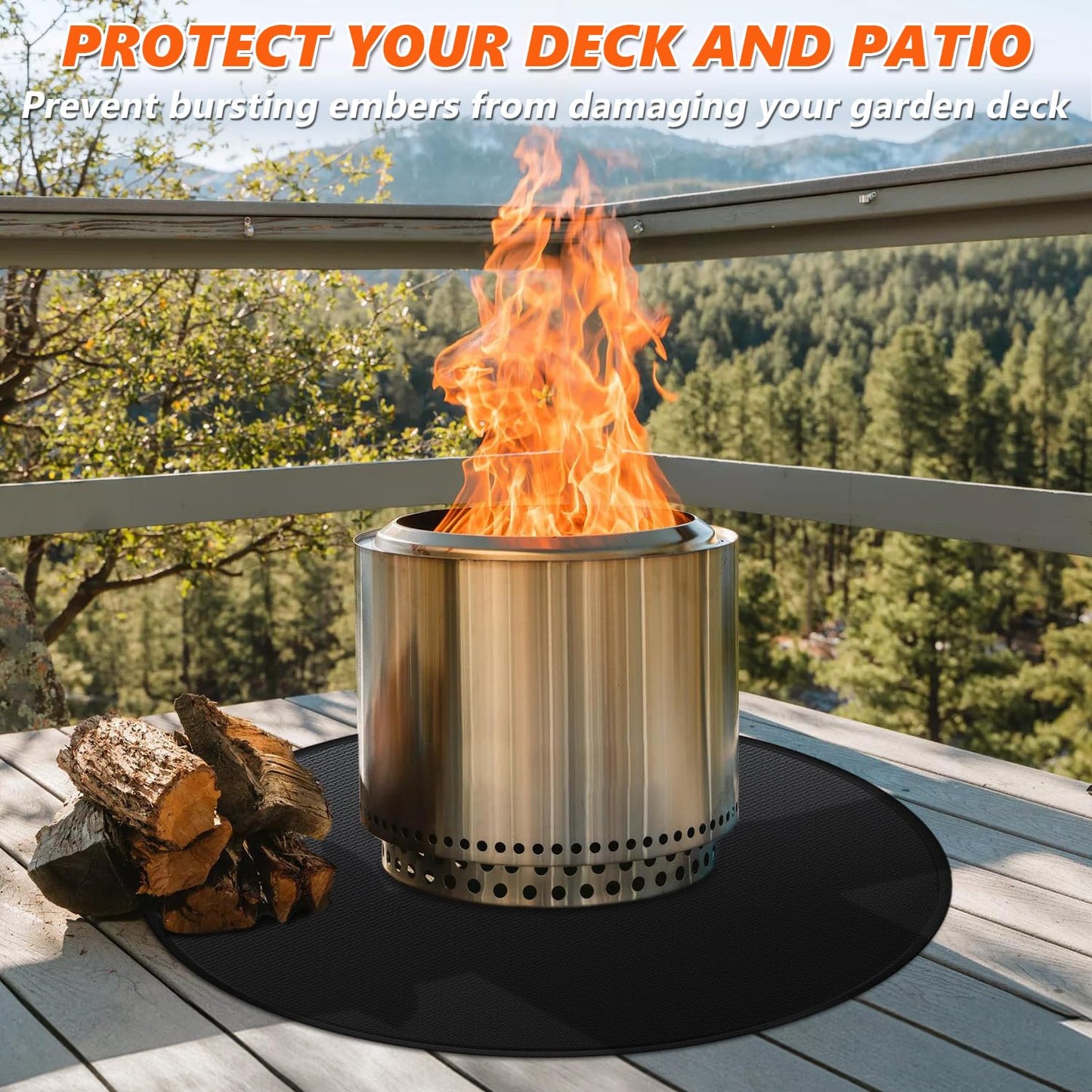 36'' Fire Pit Mat for Solo Stove Bonfire, Double-Sided Fireproof Under Grill Mat Deck Patio Protector Pad, Round BBQ Mat for Solo Stove Accessories, Easy to Clean, Reusable - CookCave