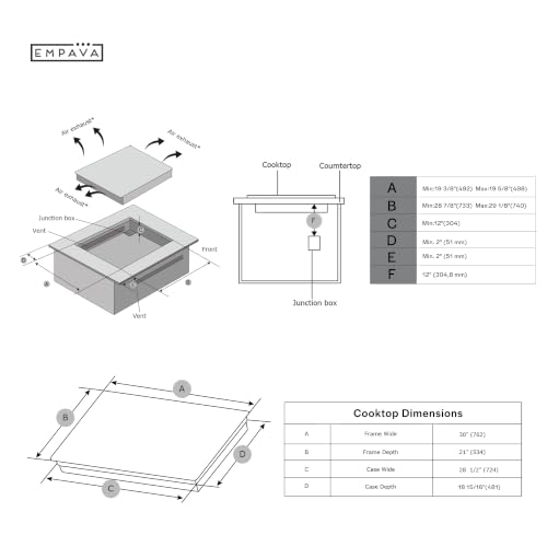 Empava Flow 30“ Induction Cooktop 5 Burner, Drop-in, Hardwired