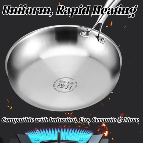 ASHPWD Titanium Frying Pan for Cooking, Hammered Non-Stick Titanium Pan with Lid, Scratch-Resistant & Durable Titanium Skillet for Healthy Cooking (9inch)