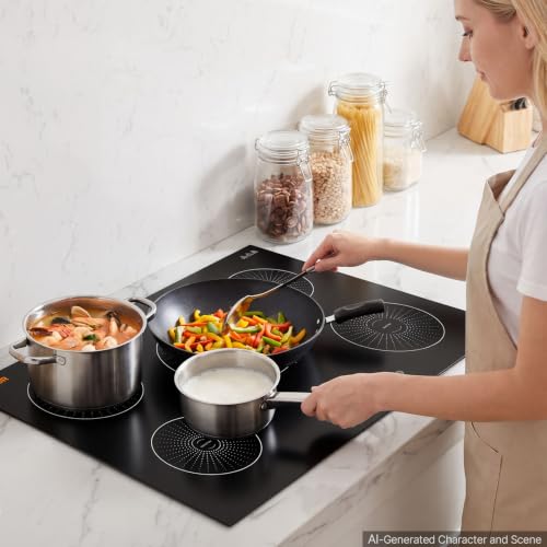 VEVOR Induction Cooktop 30In 5 Burners, Built-in Magnetic Stove, Induction Stove, Touch Control, 9 Power Levels, Ceramic Glass, Child Lock, 9200W, 220V