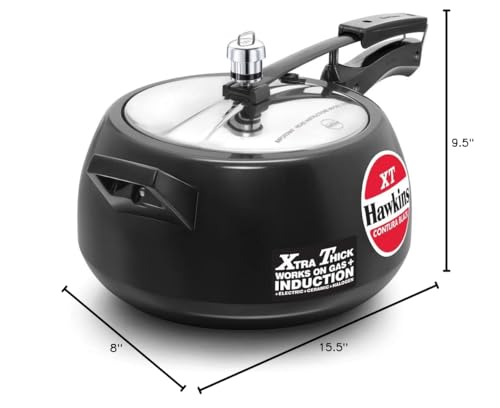 Hawkins Contura Hard Anodized Induction Compatible Extra Thick Base Pressure Cooker, Black, 5L