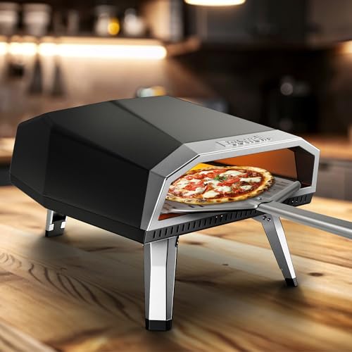 ECOWELL 12 inch Gas Pizza Oven Outdoor Propane, Portable Pizza Oven with Stone, Stainless Steel Pizza Oven Indoor & Outdoor for Camping Backyard Party, Ignition Built-in, 12 min Fast Heating