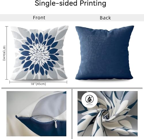 Qahing Outdoor Waterproof Pillow Covers for Patio, 20x20, Blue Grey