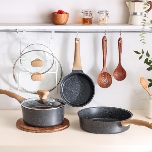 AnimoZest Nonstick Saucepan with Lid, 3.5 Quart German Greblon Ceramic Sauce Pan, Non Toxic Sauce Pot with Cover for Multipurpose Use, PTFE, PFOA & PFAS Free, Induction Compatible.
