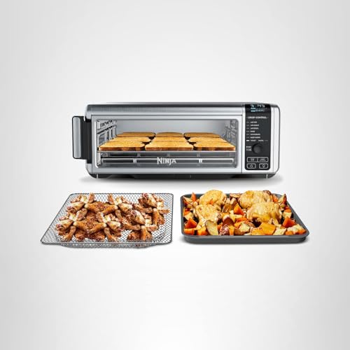 Ninja Digital Air Fryer & Toaster Oven | 8-in-1 Functionality | Flip-Up Design | XL Capacity | Air Fry Basket, Sheet Pan, Wire Rack & Crumb Tray | 1800 Watt | Silver | SP101