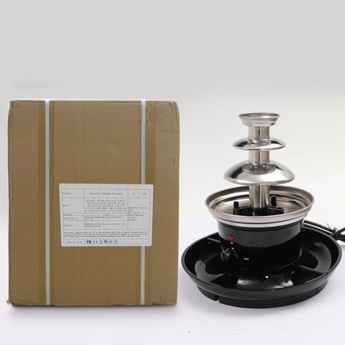 120V 40W 3-Tier Chocolate Fountain, Black Stainless Steel, 1lb Capacity, with Food Tray and 6 Forks for Parties and Gatherings
