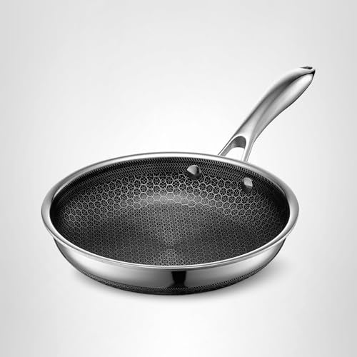 HexClad Hybrid Nonstick 8-Inch Frying Pan, Stay-Cool Handle, Dishwasher-Friendly, Oven-Safe Up to 900°F, Induction Ready, Compatible with All Cooktops