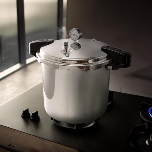 MegaChef 24 Quart Large Capacity Aluminum Stovetop Pressure Cooker for Induction and Gas Stove-Tops