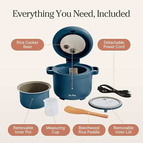 Our Place Rice Cooker, Compact 6-Cup Ceramic Nonstick Rice & Grain Cooker