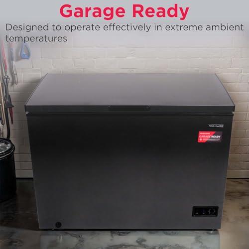 Frigidaire Chest Deep Freezer, 10 Cu. Ft. Capacity, Granita Rugged Design-Adjustable Thermostat-Removable Vinyl Coated Wire Basket-Easy Defrost Drain