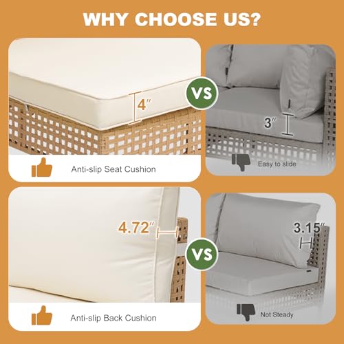 ABCASA 5-Pieces Patio Furniture Set with Non-Slip Cushions & Coffee Table
