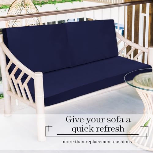 Newwiee 8 Pcs Stretch Patio Outdoor Cushion Covers Replacement,Navy Blue