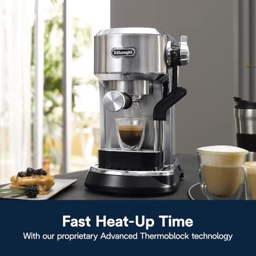 De'Longhi Dedica Maestro Plus Espresso Machine, Automatic Steam Wand, 3 Coffee Temp & Milk Foam Settings, 54oz Removable Tank, Easy-to-Clean Dishwasher-Safe Parts, Compact Stainless Steel Design