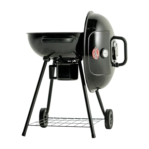 Char-Griller CG30040725 22-inch Kettle Charcoal Grill and Smoker - Steel, Black - 363 sq. in. Cooking Area