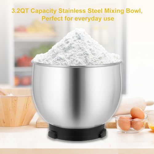 Kitchen in the box Stand Mixer,3.2Qt Small Electric Food Mixer,6 Speeds Portable Lightweight Kitchen Mixer for Daily Use with Egg Whisk,Dough Hook,Flat Beater (Purplish-red)