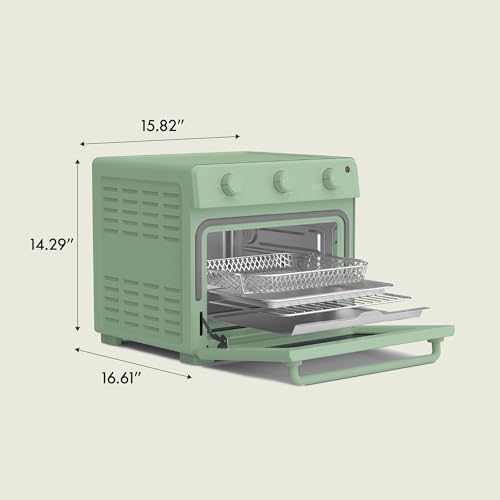 bella Air Fry Toaster Oven, 7 Preset Cooking Options, Dishwasher-Safe EverGood Coated Trays Included, 60-Minute Auto Shutoff w Audible Timer, Power Indicator Light, 1700 Watt, Seaglass