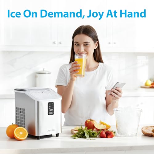 Aeitto Ice Maker Countertop 26lbs/24H Ice Makers Ready in 6-Min 8 Ice Cubes