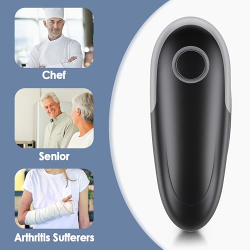 Electric Can Opener, One-Touch Automatic Can Opening with Smooth Edges, Food Safety Handheld Battery-Operated Can Opener for Kitchen and Seniors, Arthritis, Hands Free, Lid Remover, Kitchen Gadgets