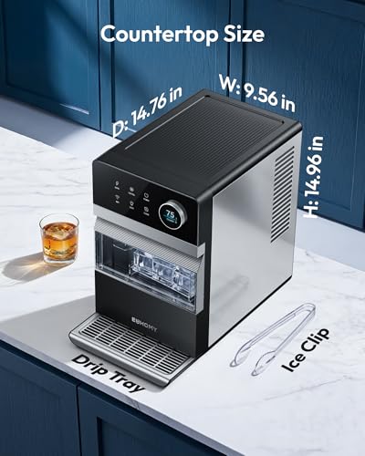 EUHOMY 2'' Clear Ice Cube Maker Countertop with APP, 110 Pcs Daily Cubes