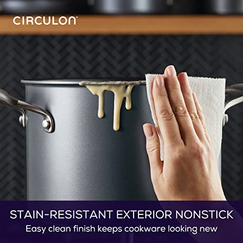 Circulon A1 Series with ScratchDefense Nonstick Induction Cookware, Stockpot with Lid, Pasta Pot, Kitchen Essentials, 8-Quart, Graphite