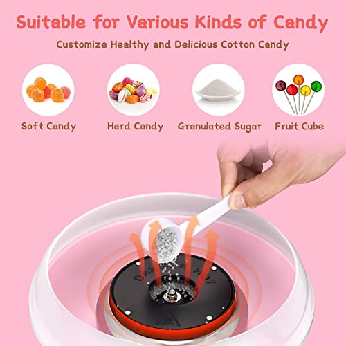Cotton Candy Machine for Kids, Candy Floss Machine, Portable Mini Electric Cotton Candy Maker for Home Birthday Family Party Christmas Gift, Includes 10 Bamboo Sticks & Sugar Scoop