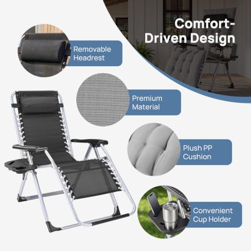 DUMOS Zero Gravity Chair, Lounge Chair Outdoor with Cup Holder