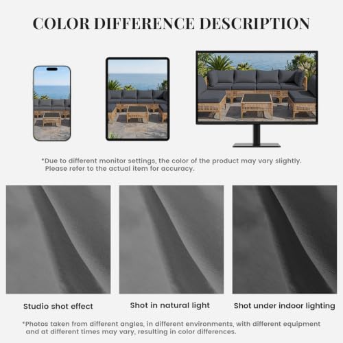 Outdoor Cushion Covers for Patio Furniture, Water Resistant Polyester Replacement Covers with Zipper Closure, Full Coverage Sofa Cushion Covers with 4mm Piping Edge for Sectional Outdoor Couch