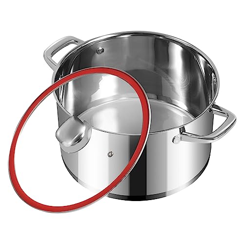 10-Quart Stainless Steel Soup Pot with Lid, Induction Compatible Cookware for Pasta, Stews, and Boiling - Dishwasher Safe Kitchen Essential