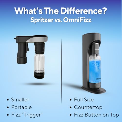 Drinkmate Spritzer Portable Sparkling Water and Soda Streaming Machine | Carbonates Any Drink | Includes Two 3oz CO2 Cartridges + One BPA-Free Bottle