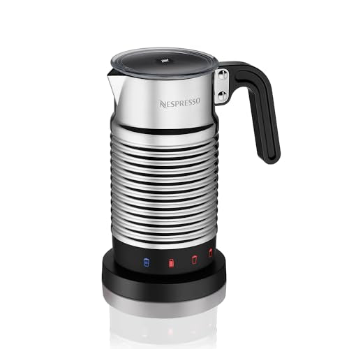 Nespresso Aeroccino4 Dishwasher-Safe Electric Milk Frother with Four Styles of Preparation (Silver and Black) (Renewed)