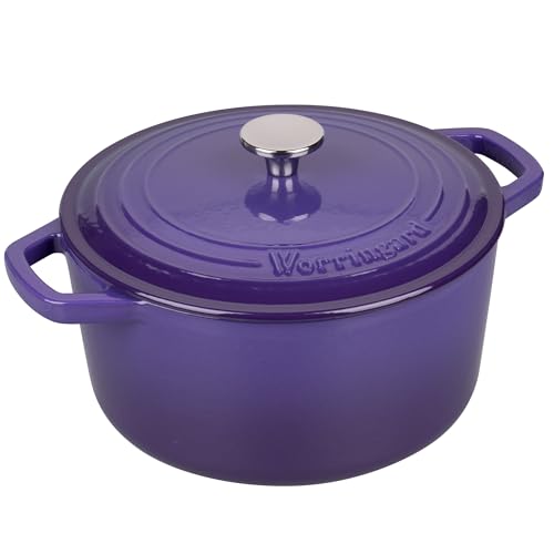 VORRINGARD Enameled Cast Iron Dutch Oven Pot with Lid, for Bread Baking, Round Bread Oven- include Sourdough Bread Baking Supplies Set, 6QT, Purple