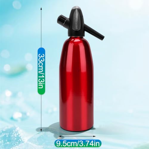 Soda Siphon, 1L Portable Seltzer Maker - Retro-Style Sparkling Water Machine for Homemade Carbonated Drinks, Juices & Cocktails, Uses 8g CO2 Cartridges (Cartridges Not Included) - (Red)