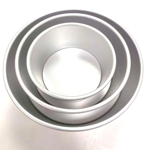 HomeMall Round Cake Pan with Removable Bottom, Set of 3 (6 x 3 inch/8 x 3 inch/10 x 3 inch), Aluminum Baking Pans for Layer Cakes, Evenly Heating Tools for Home Kitchen, Tapered Side