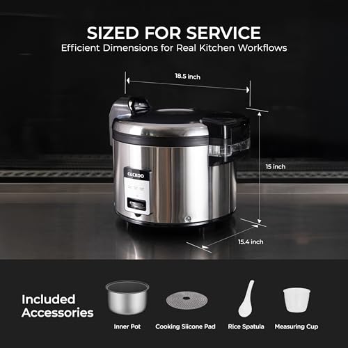 CUCKOO Commercial Rice Cooker & Warmer, Extra Large Rice Cooker 30-Cup Uncooked / 60-Cup Cooked, Professional Industrial Grain Cooker with Large Capacity, Easy One-Touch Operation, Silver (CR-3032)